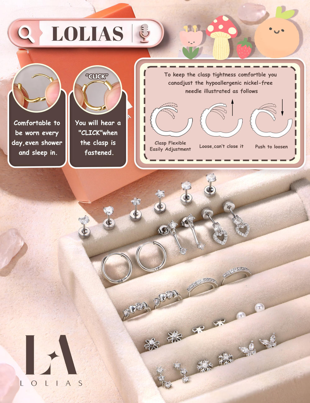 LOLIAS ear jacket earrings create a subtle, layered effect.