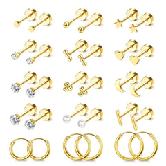 LOLIAS hypoallergenic flat back earrings pack for sensitive ears and all-day comfort