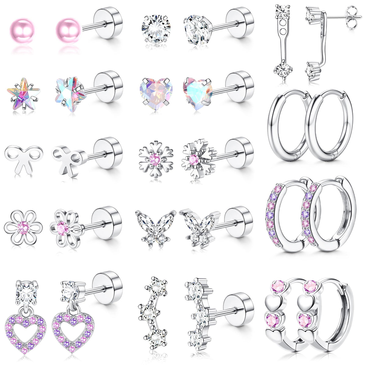 LOLIAS hypoallergenic flat-back earrings for women, comfortable flat-back design for sensitive ears.