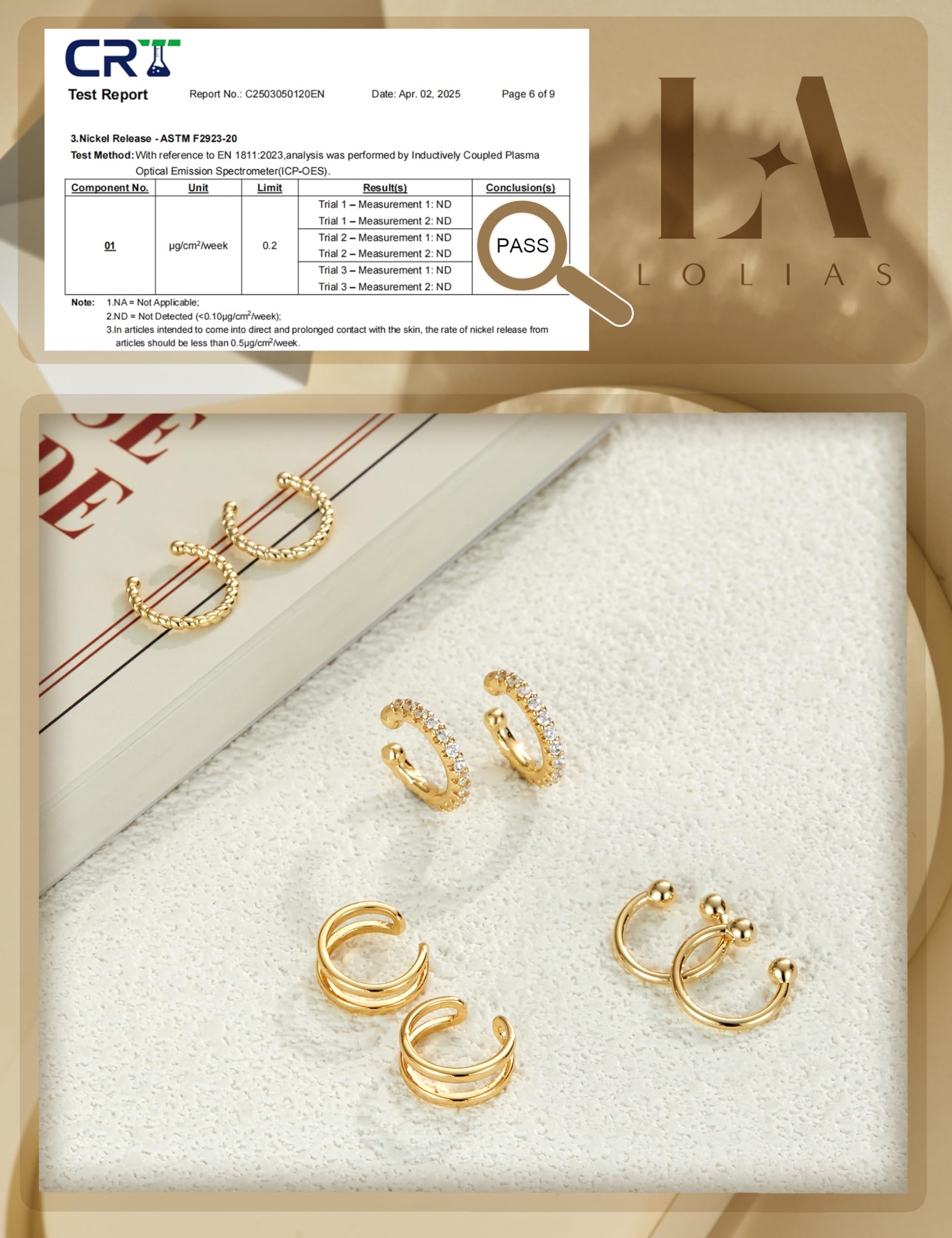 LOLIAS non-piercing ear cuff worn on the ear: stylish option without piercing.