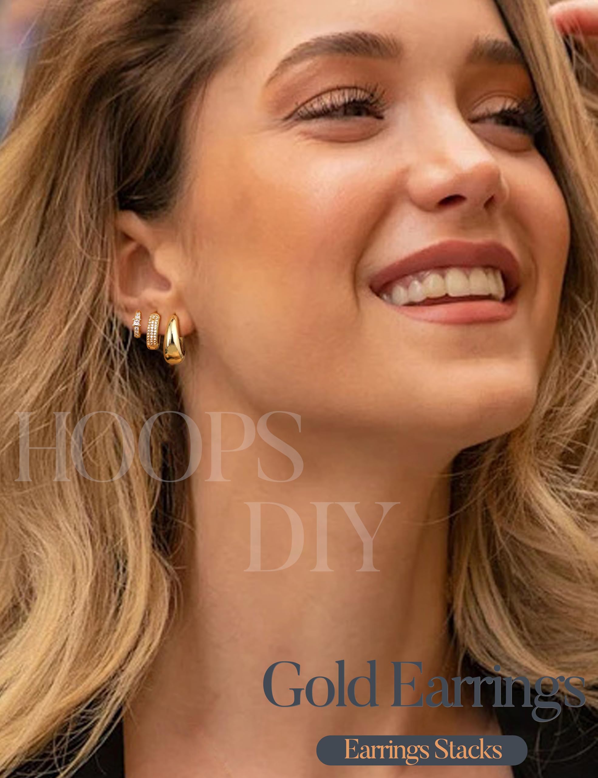LOLIAS three-pair hoop set shown together for versatile stacking.