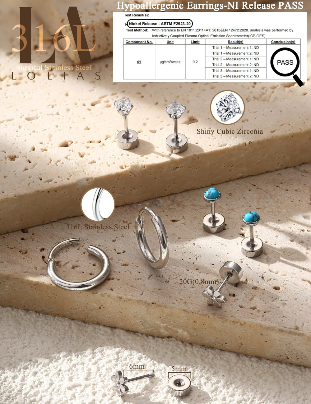 LOLIAS vacuum-plated finish resists tarnish for lasting shine.