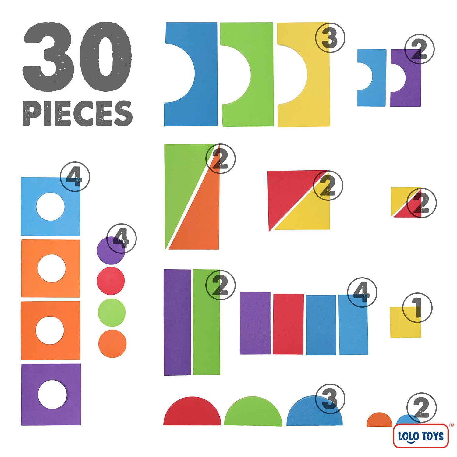 LOLO TOYS colorful shapes inviting stack-and-build sessions to support focus.