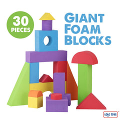 LOLO TOYS colorful foam blocks arranged for imaginative building and early color recognition.