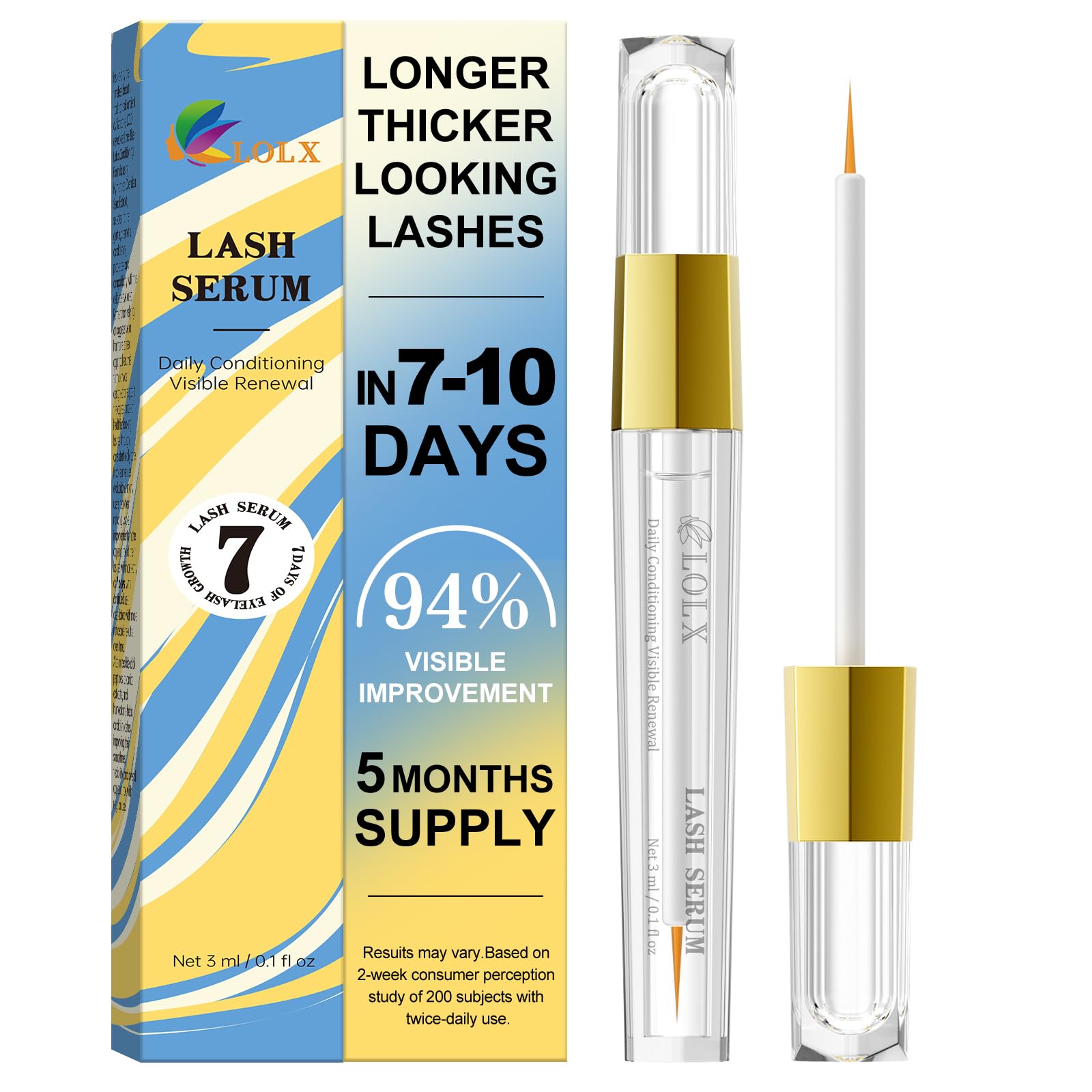 LOLX lash serum bottle with precise pour for easy daily conditioning.