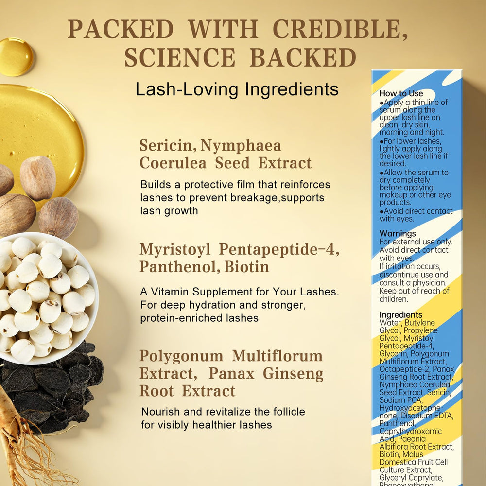 LOLX lash serum close-up shows even distribution along lashes.