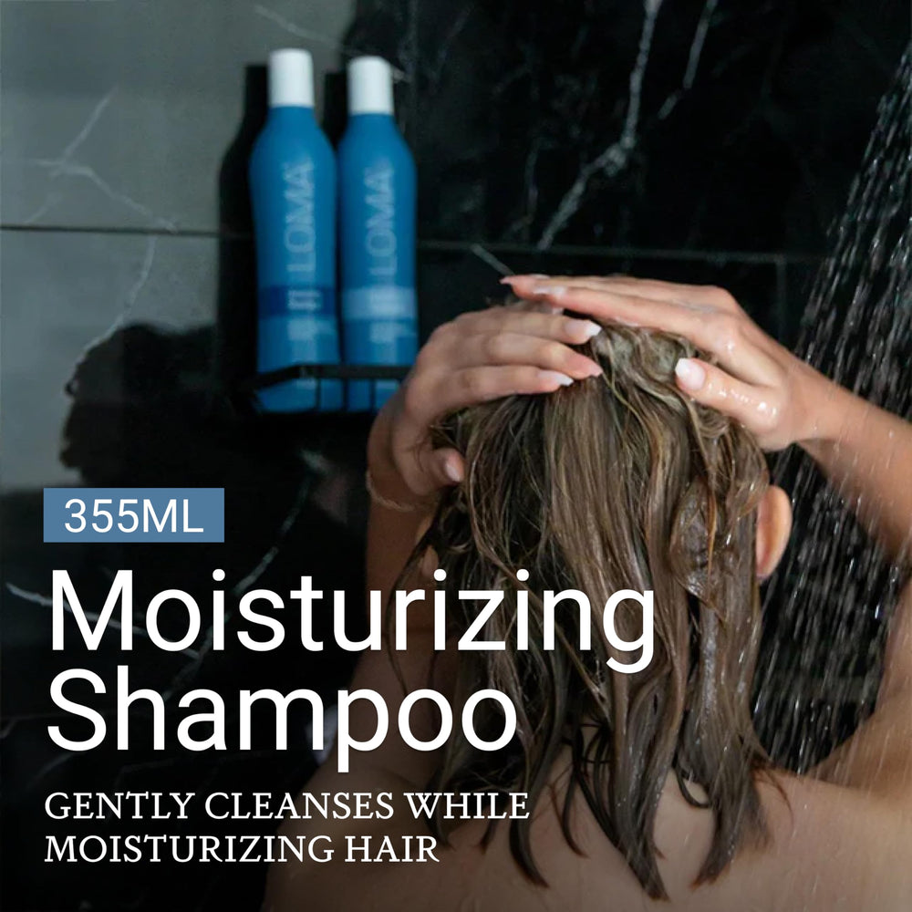 Loma Moisturizing Shampoo Aloe Moist Complex close-up highlighting organic moisture boosters
