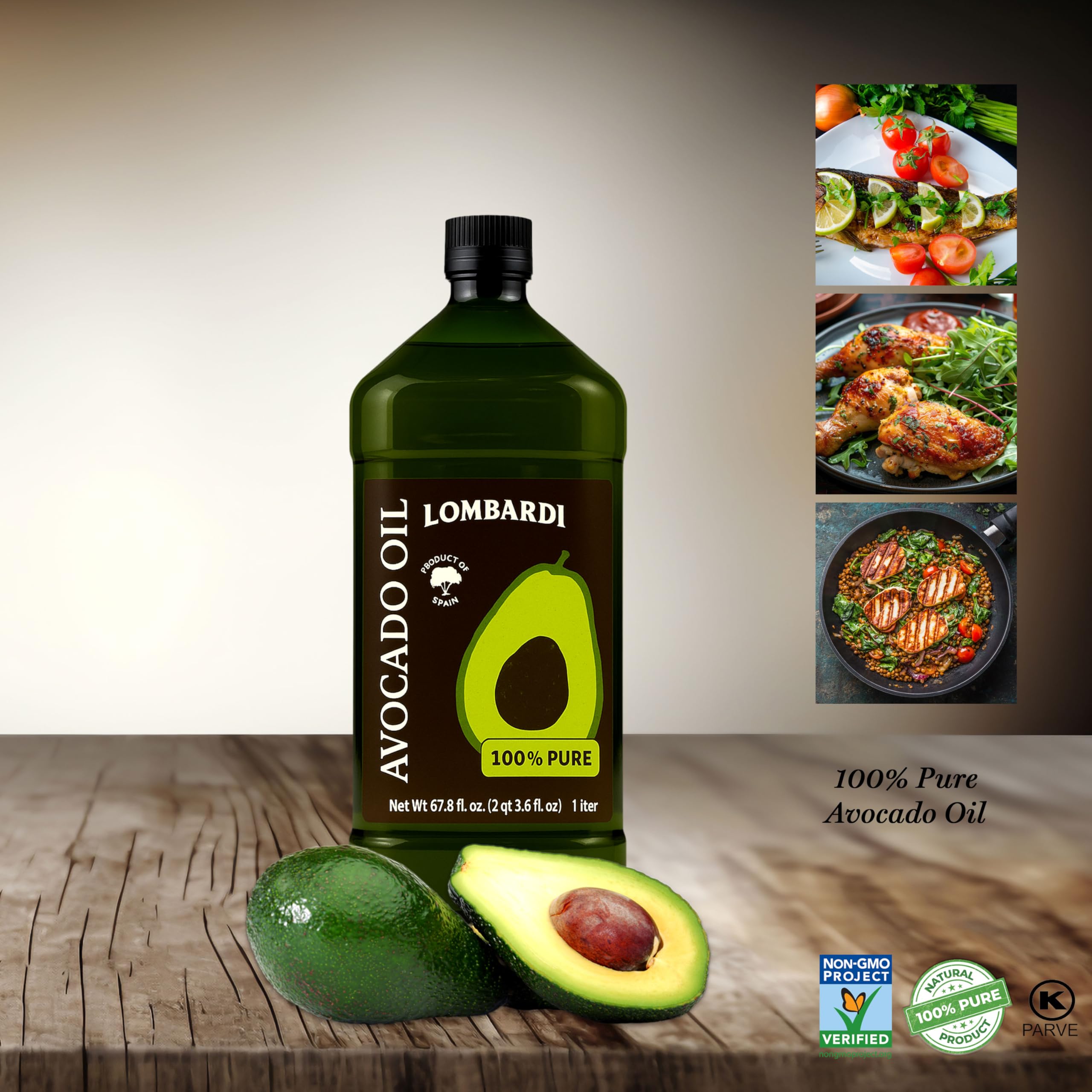 LOMBARDI avocado oil on stove-top setup for healthy cooking