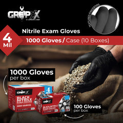 London Labs black nitrile gloves on hand demonstrate precise dexterity