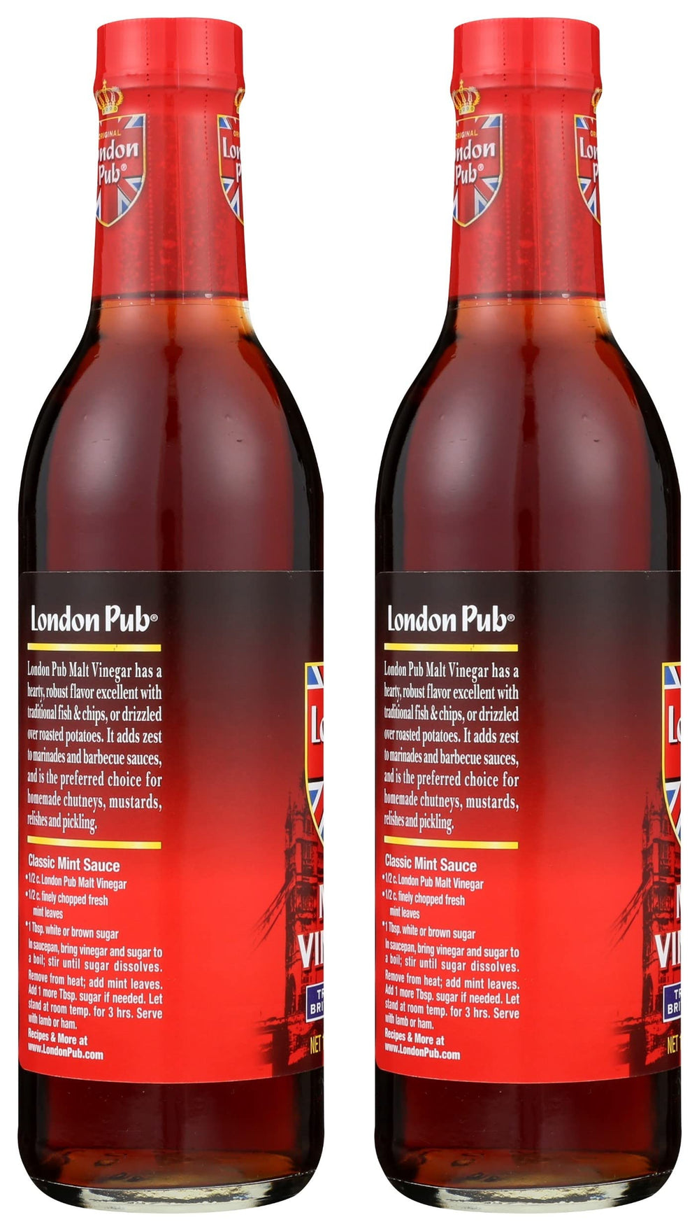 London Pub Malt Vinegar being poured for a tangy drizzle on foods.