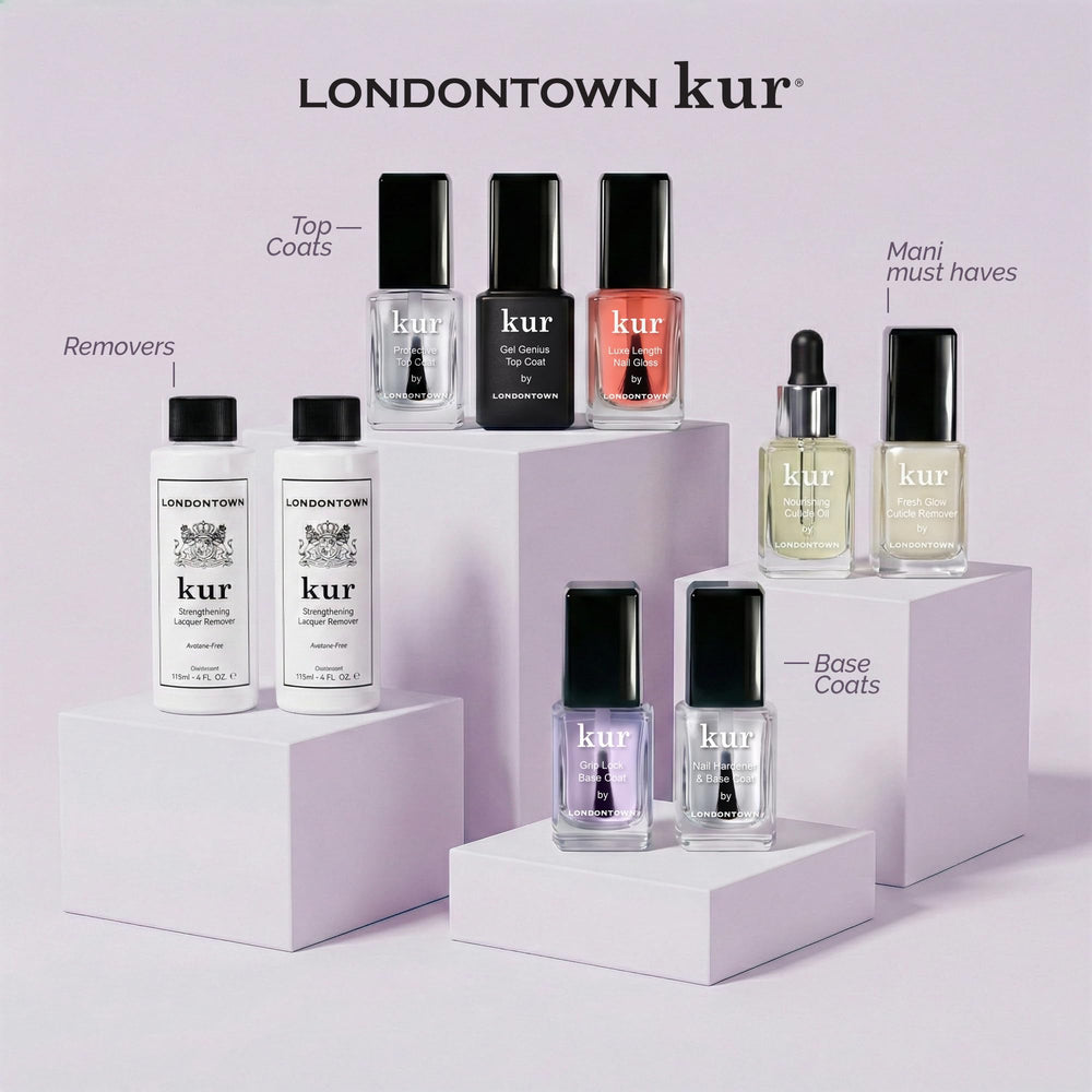 LONDONTOWN packaging close-up communicates vegan, cruelty-free, non-acetone promise