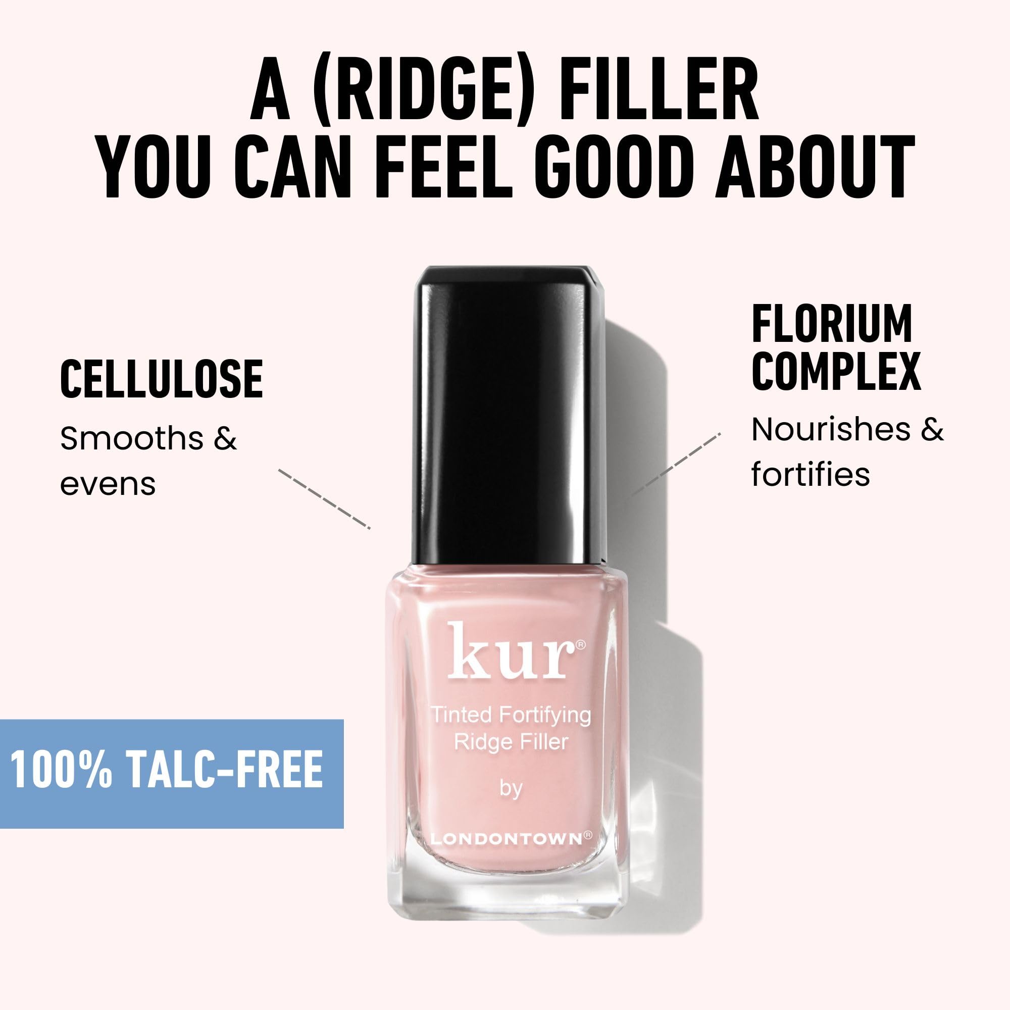 LONDONTOWN Kur Nail Ridge Filler compact tube highlights vegan cruelty free formula