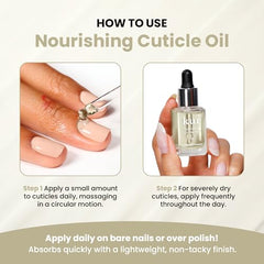 LONDONTOWN Nourishing Cuticle Oil close-up shows hydrated cuticles after use.