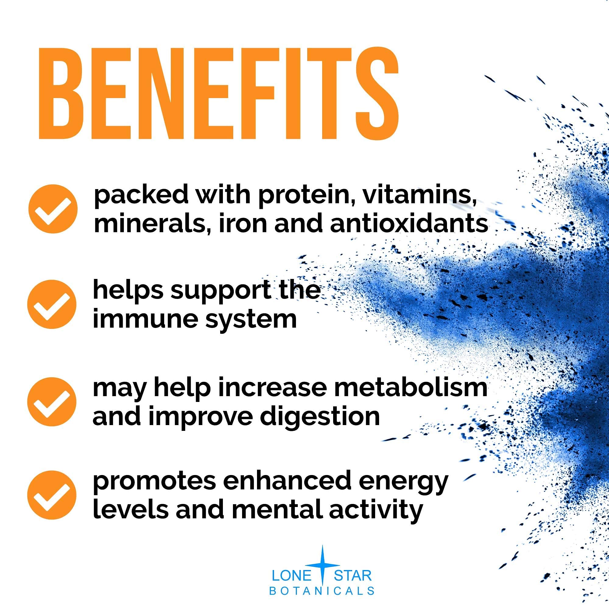 Lone Star Botanicals blue spirulina powder swirled into a glass of blue drink