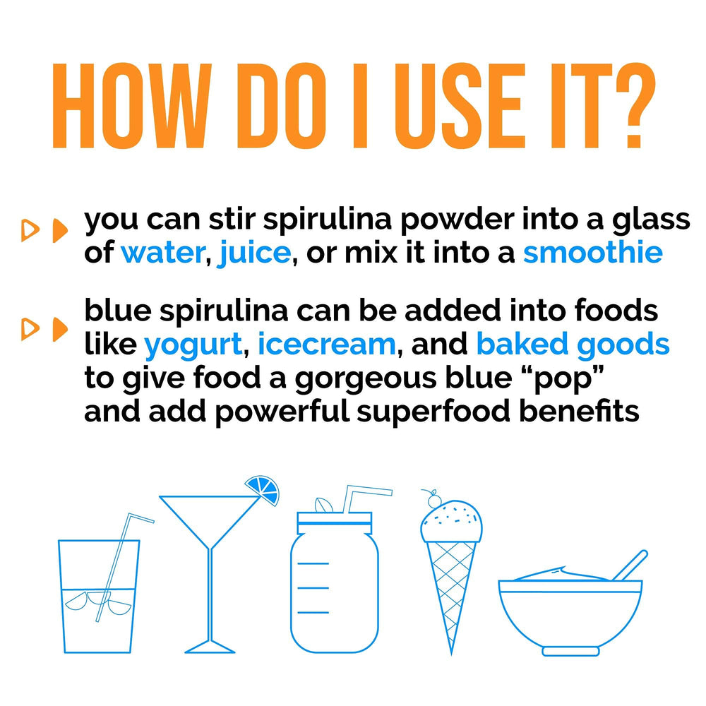 Lone Star Botanicals blue spirulina powder packaging shown for natural color