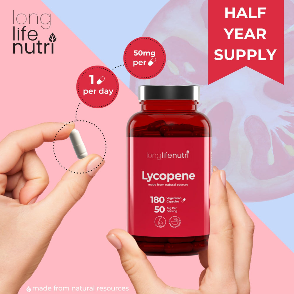 LongLifeNutri Lycopene 50mg packaging back with nutrition details