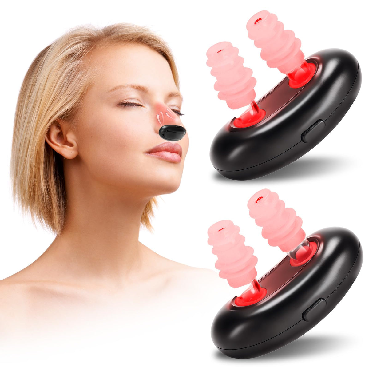 Lonicerkz Colds red light nasal therapy front view showing nasal device and glow for comfort