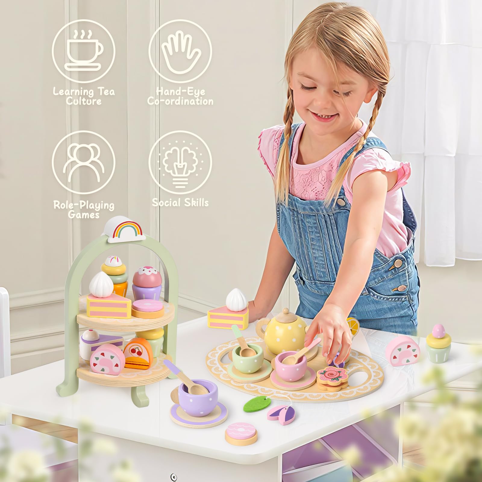 Lonico dessert rack storage keeps pieces organized after play