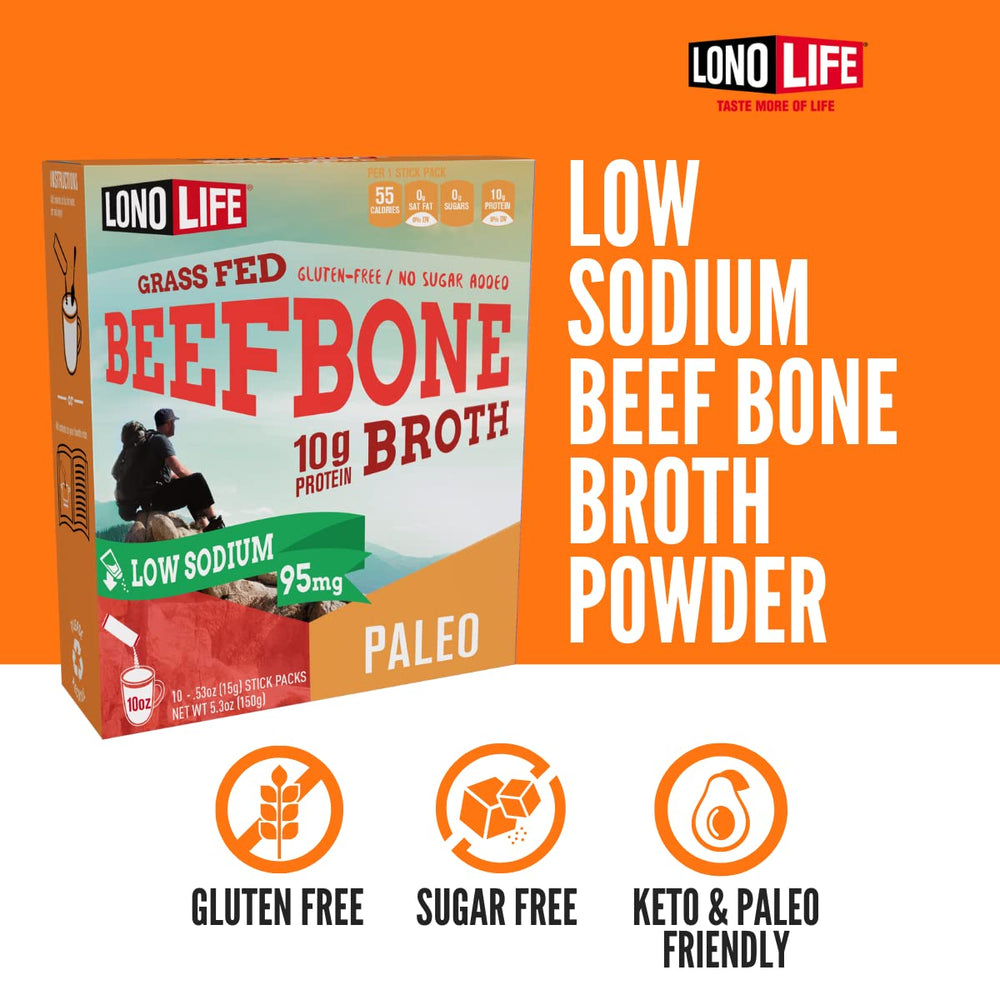 LonoLife collagen-rich broth powder close-up emphasizes natural ingredients