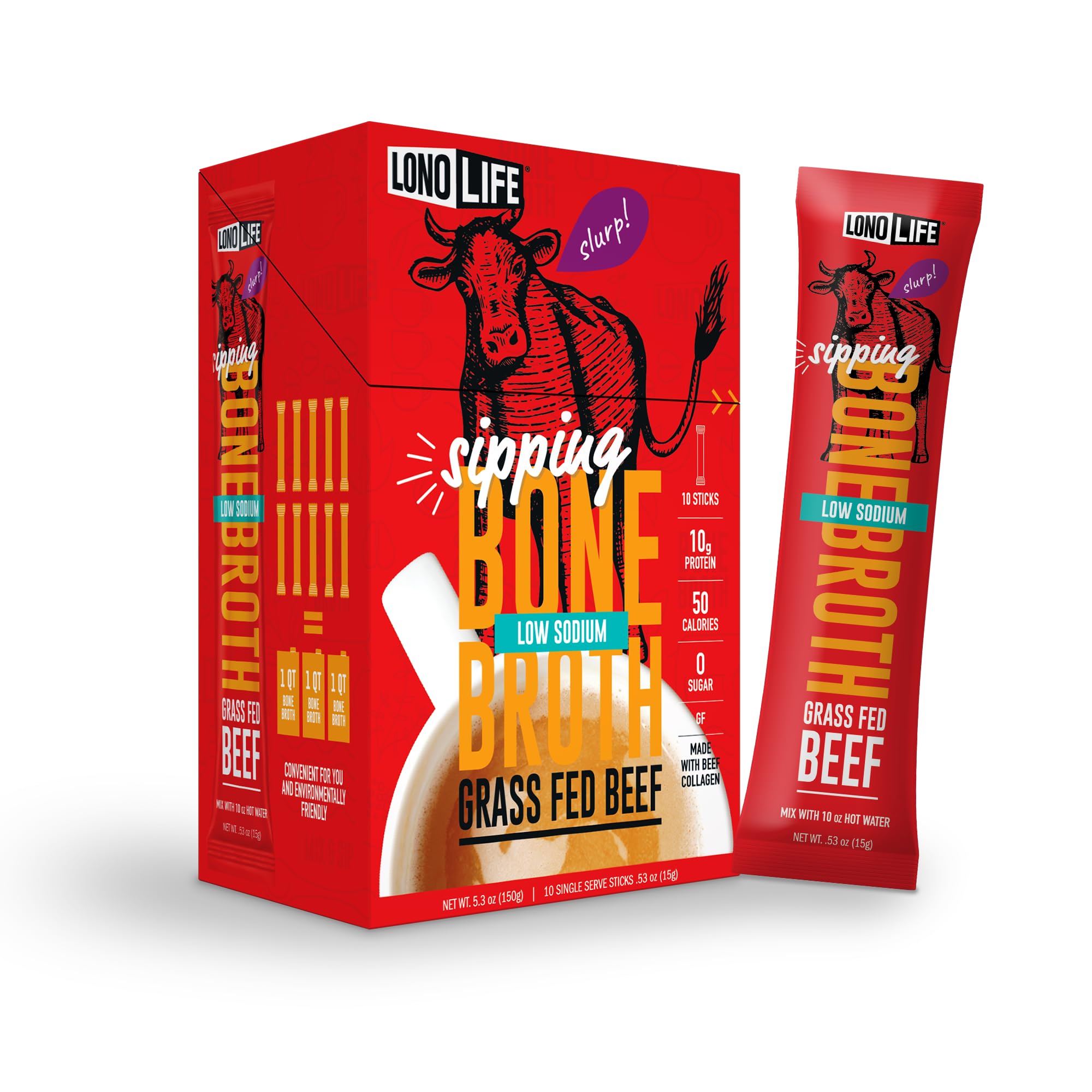 LonoLife low-sodium beef bone broth pack shown, ideal for keto-friendly meals