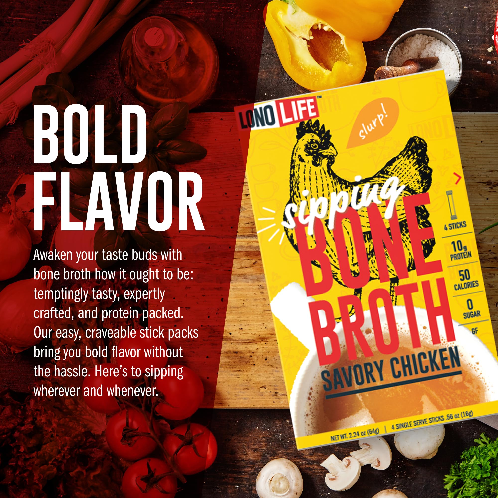 On-the-go refuel with LonoLife bone broth powder stick