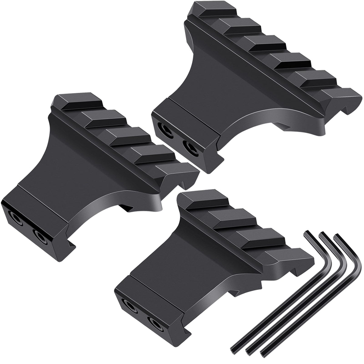 LONSEL 45-degree offset mount for 3-slot setup on a Picatinny rail, minimizes interference.