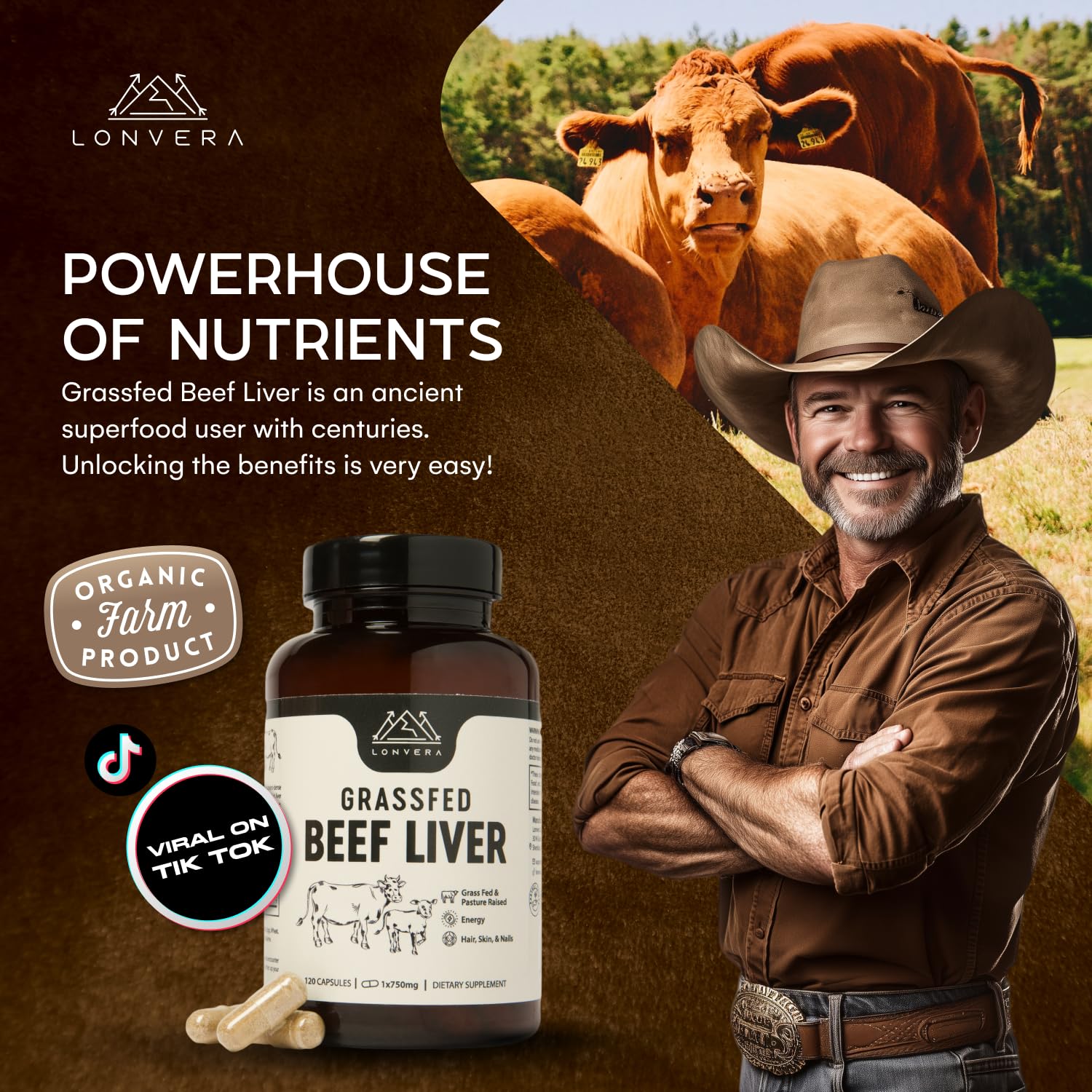 Lonvera nutrition ingredients label emphasizes vitamins A, D, E and iron