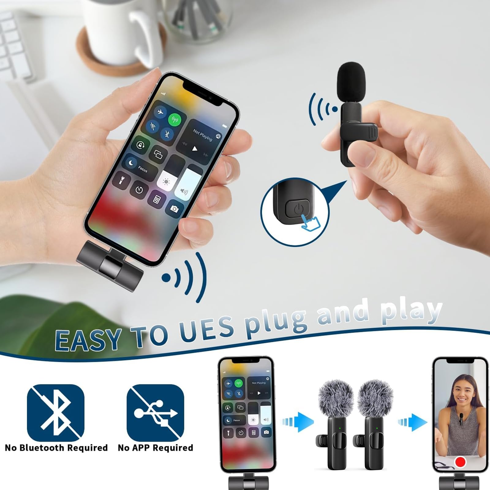 LOOBOAKY wireless receiver with plug-and-play setup for effortless recording.