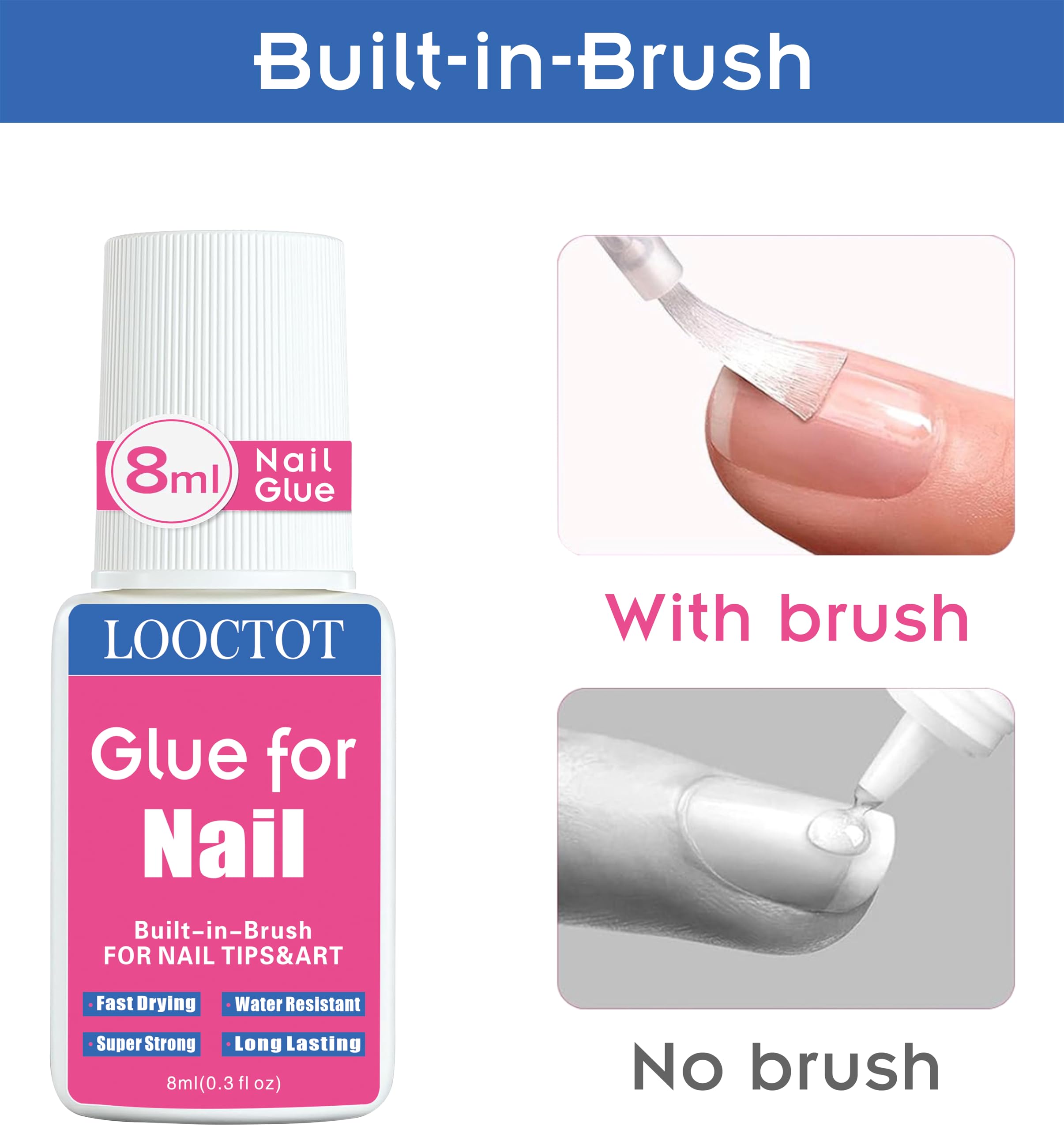 LOOCTOT nail glue fast-drying formula bonds in seconds