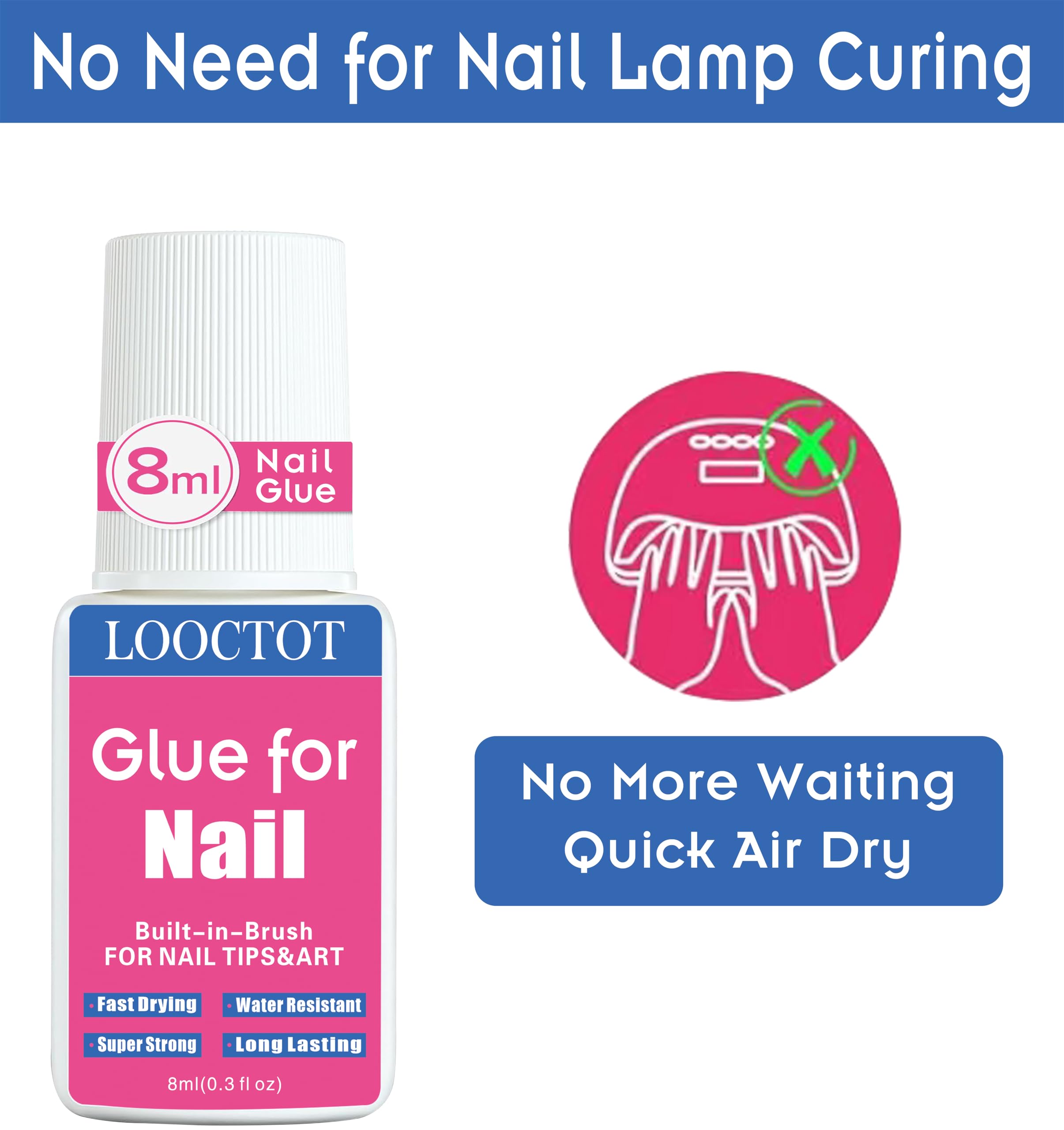 LOOCTOT nail glue for press-on nails provides secure adhesion
