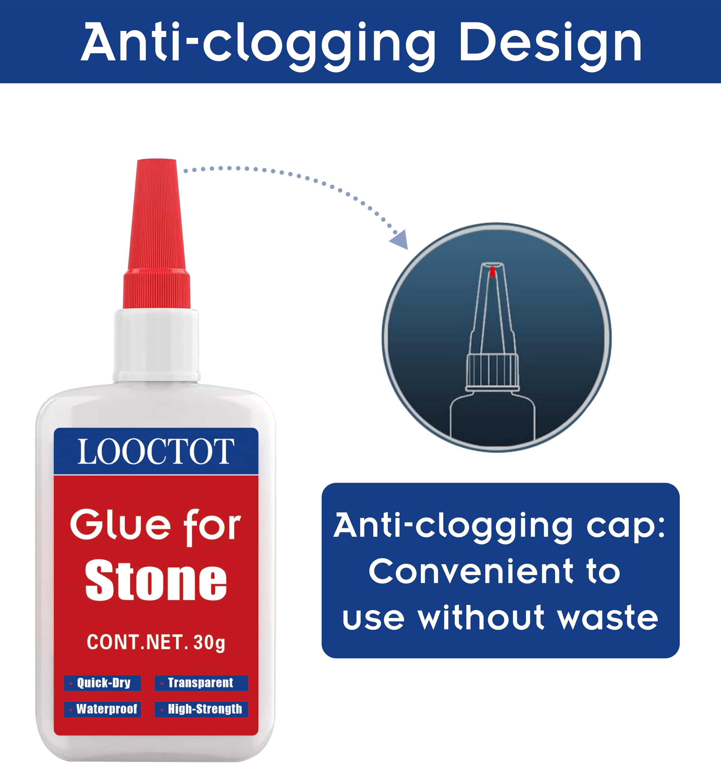 LOOCTOT Stone Glue delivers instant adhesion in seconds for quick repairs.