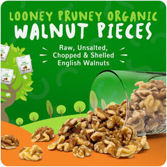 Looney Pruney California-grown walnuts in field setting for origin feel.