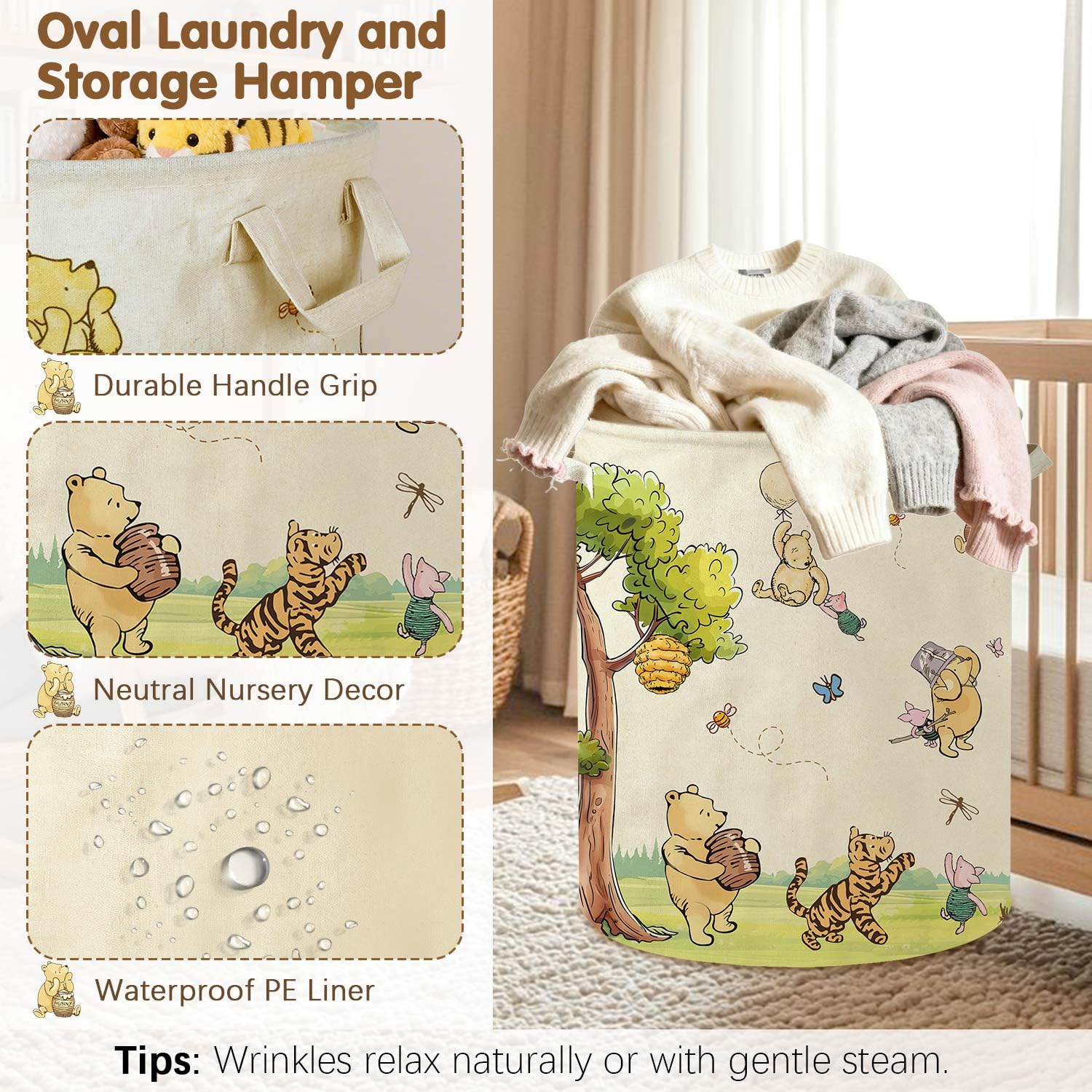 Lopeastar Oval basket dimensions 19.7 x 14.7 inches for growing laundry.