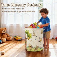 Lopeastar Winnie Bear basket folded flat for easy, compact storage.