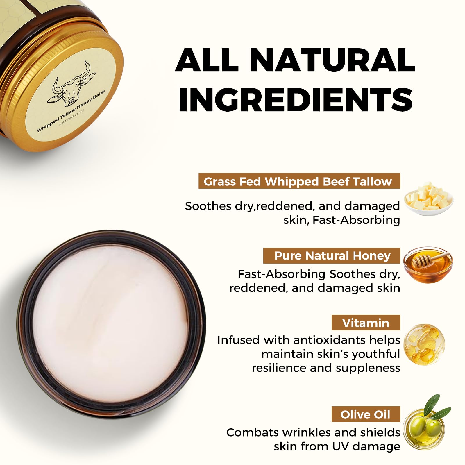 Lopeie balm texture closeup shows creamy, whipped consistency for easy skin absorption.