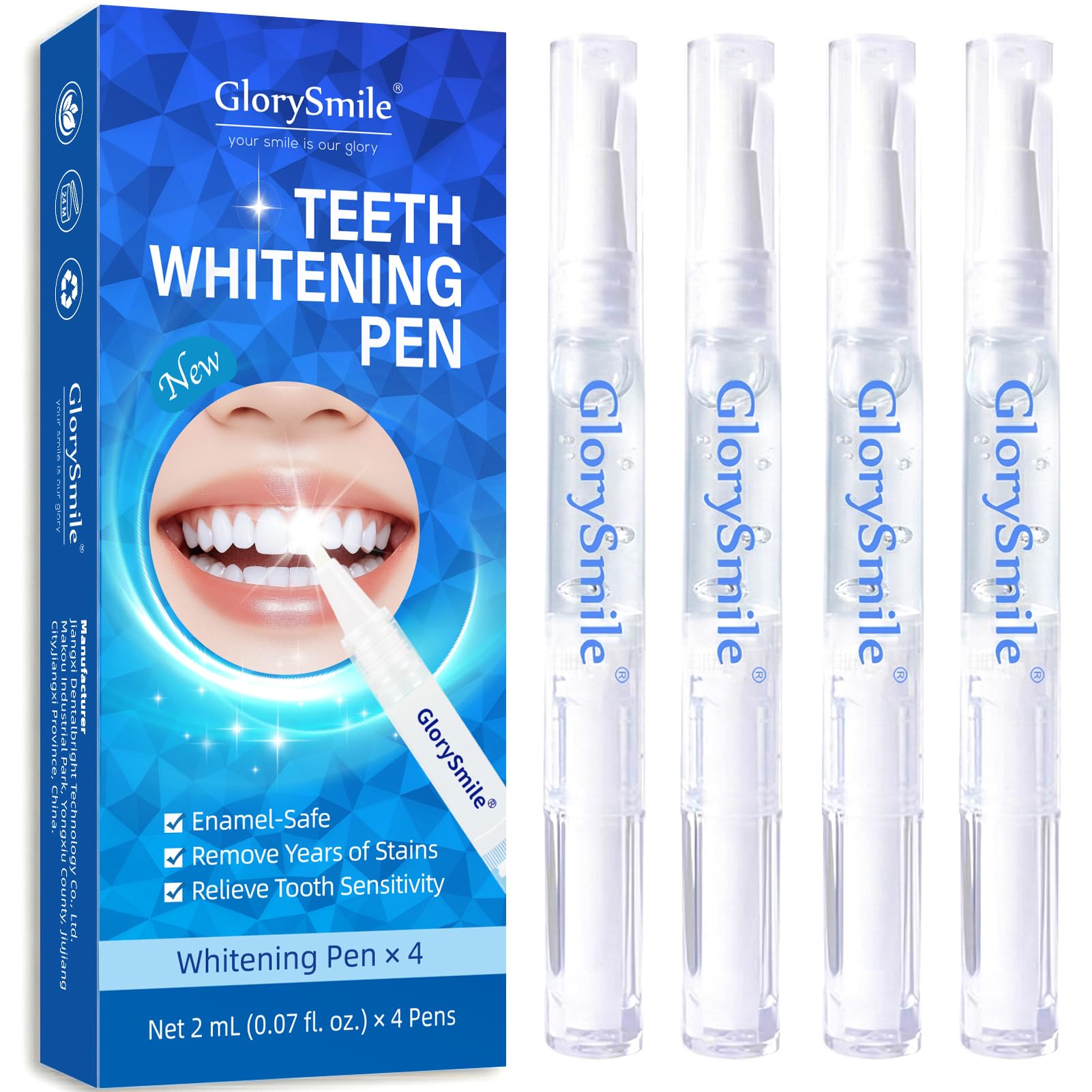 LoQFA teeth whitening pen packaging: four-pack for convenient at-home whitening.