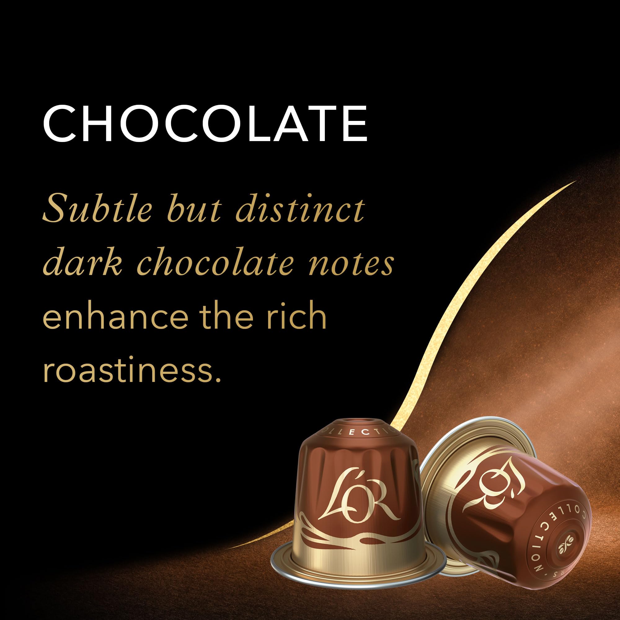 Closeup of aluminum capsules by L'OR designed to protect aroma