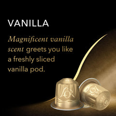 L'OR vanilla capsule packaging emphasizes recyclable aluminum for freshness.
