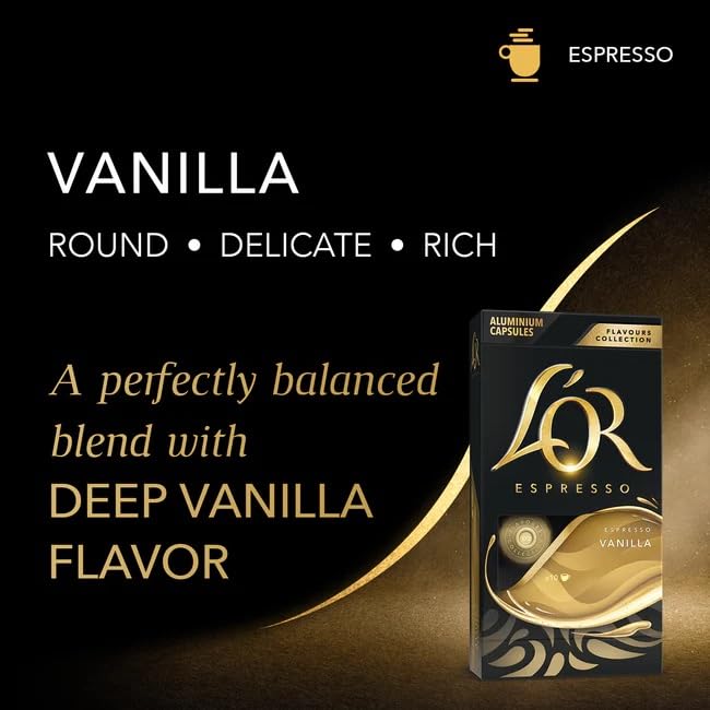 L'OR vanilla cup ready to enjoy a balanced, inviting aroma.