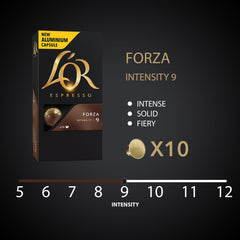 L'OR Forza crema highlight, delivering a silky crema and balanced espresso