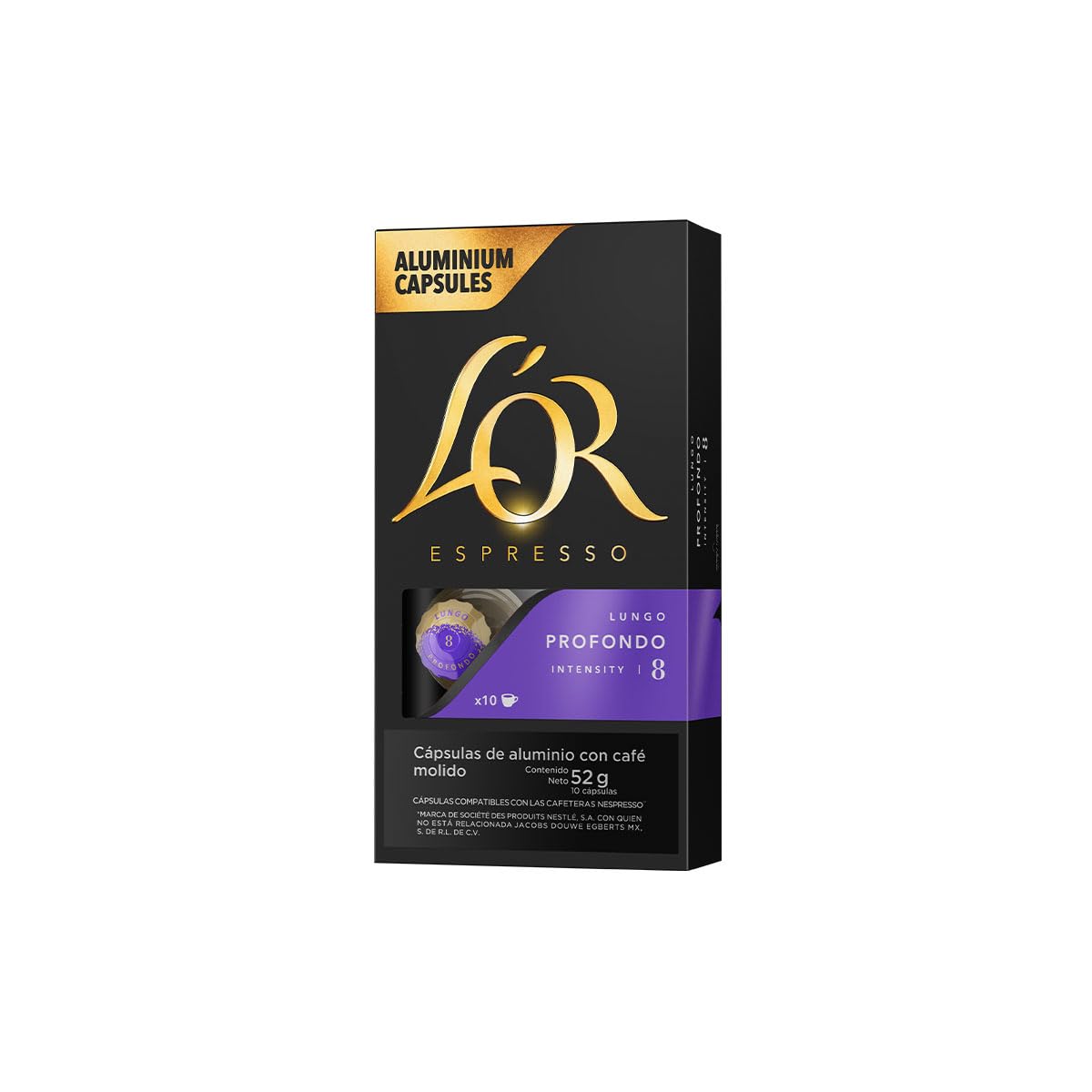 L'OR Profondo Lungo aluminum capsule ready for single-serve brewing