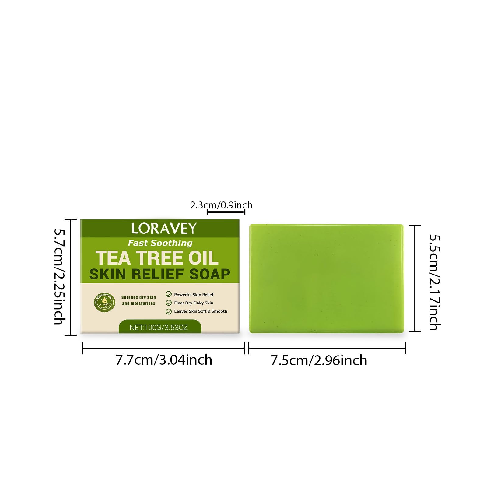Loravey Antifungal Relief Soap Bar 3.5oz size is portable for travel.