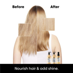 Applying Absolut Repair oil on towel-dried hair for smooth mid-lengths and ends.
