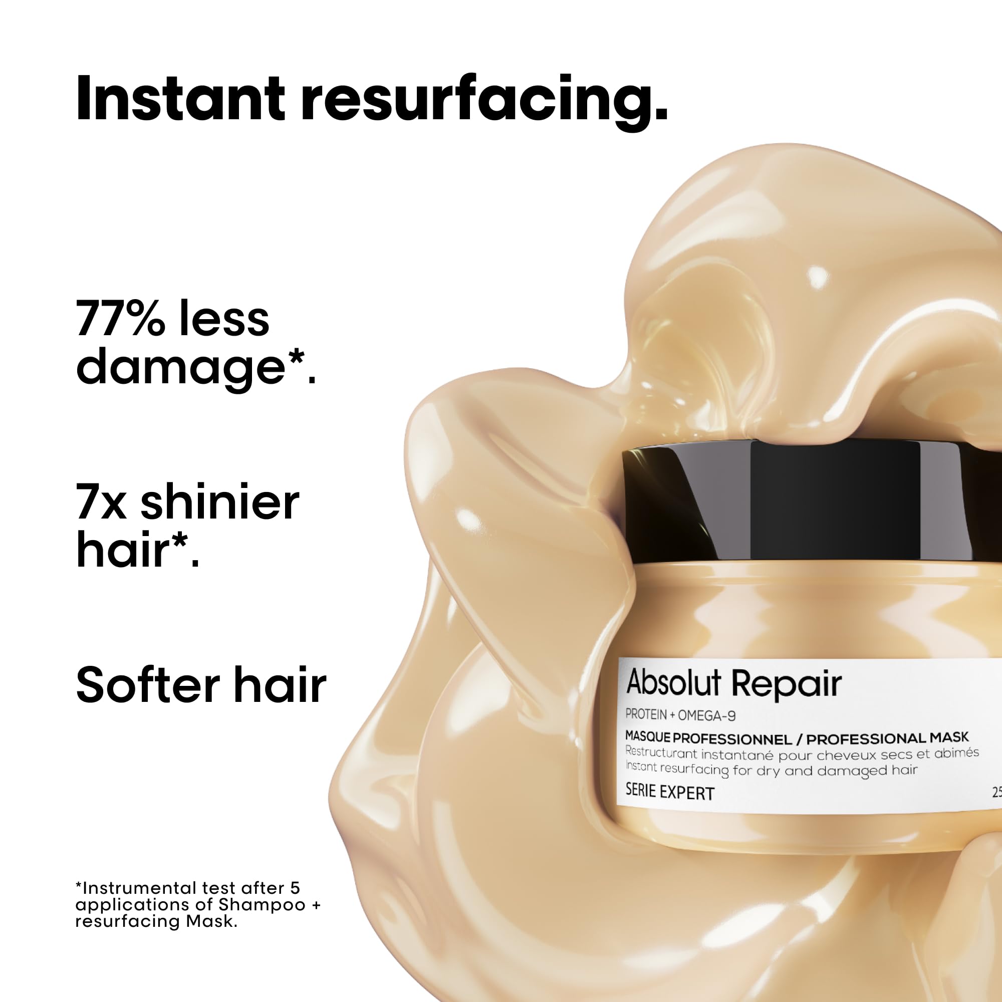 Absolut Repair Mask texture highlights creamy consistency for medium to thick hair