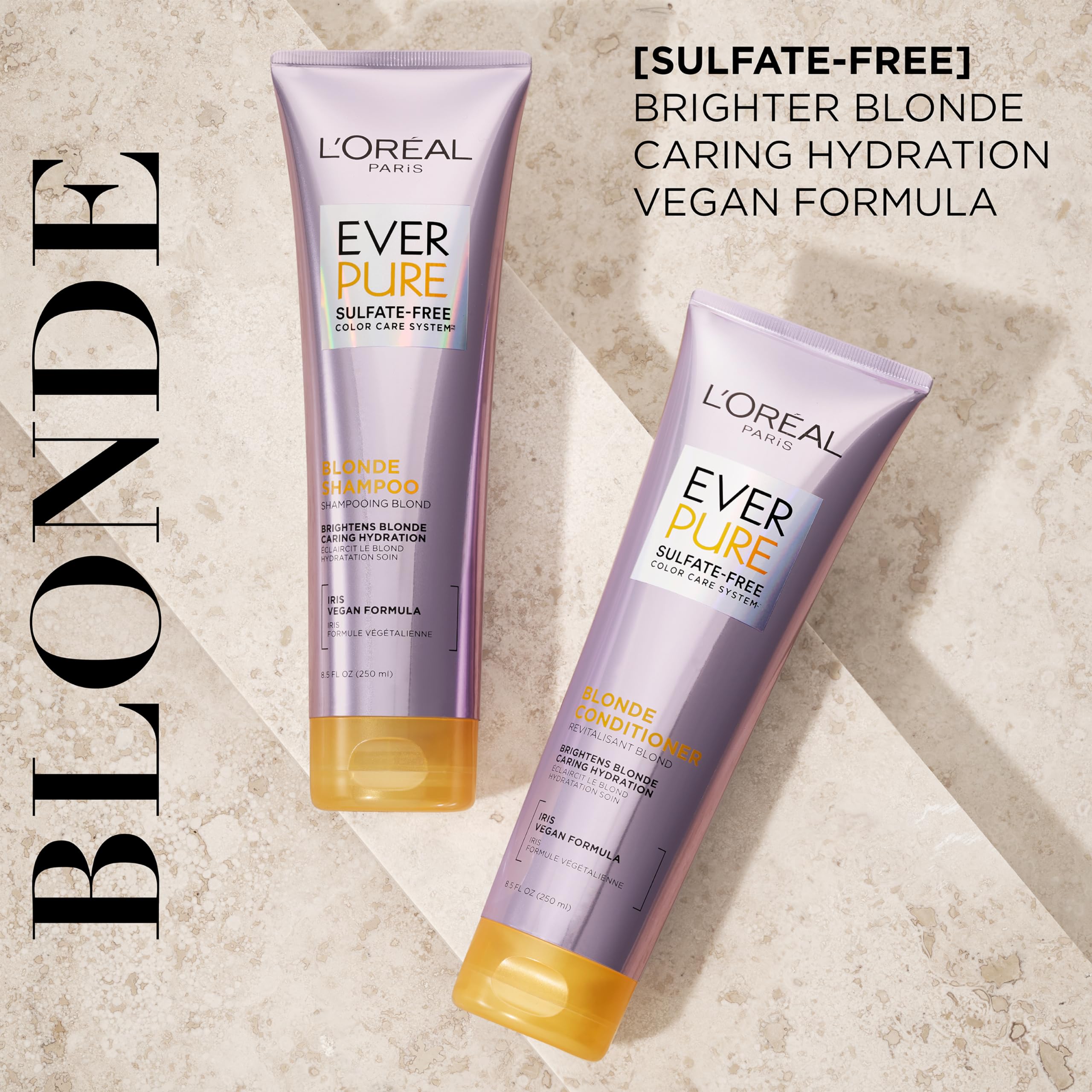 L'Oreal Paris EverPure Blonde conditioner bottle providing hydration for damaged hair.