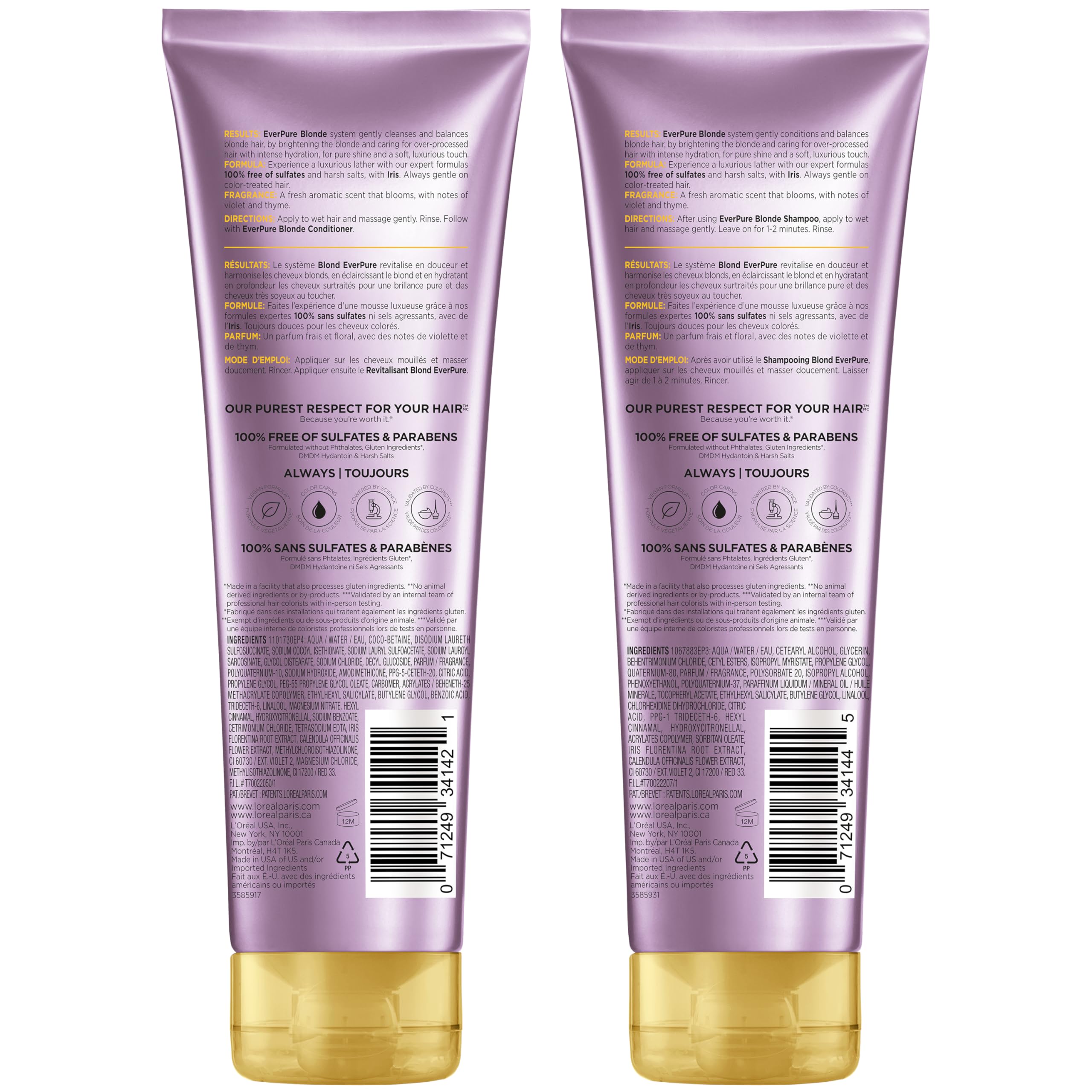 L'Oreal Paris EverPure duo set box with two bottles for Blonde care.