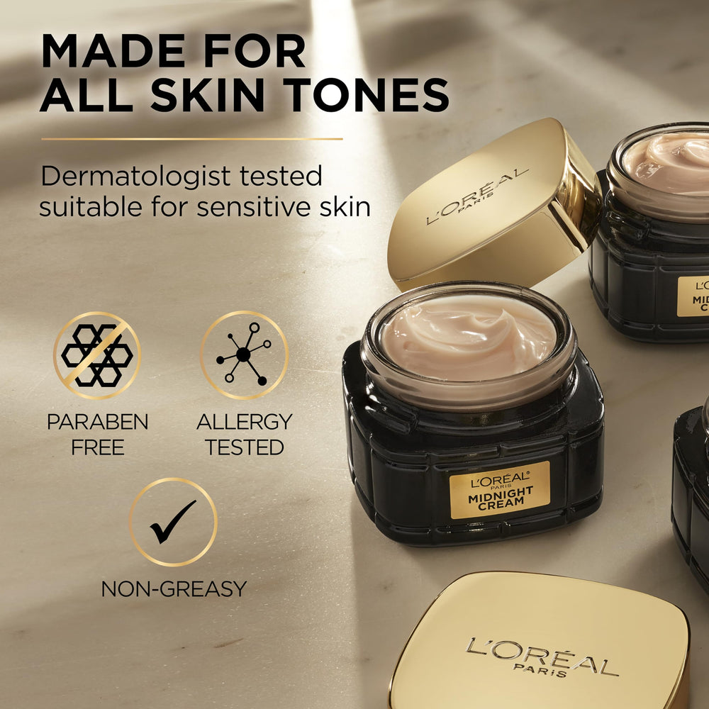 L'Oreal Paris Age Perfect Midnight Cream packaging focus on barrier repair benefits.