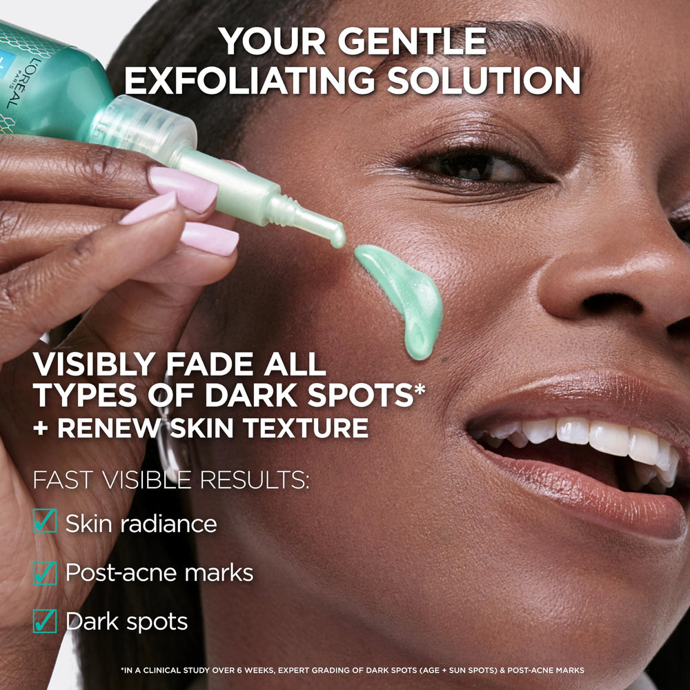 L'Oreal Paris Bright Reveal exfoliant peel clear-tip dispense demonstrates precise nightly use