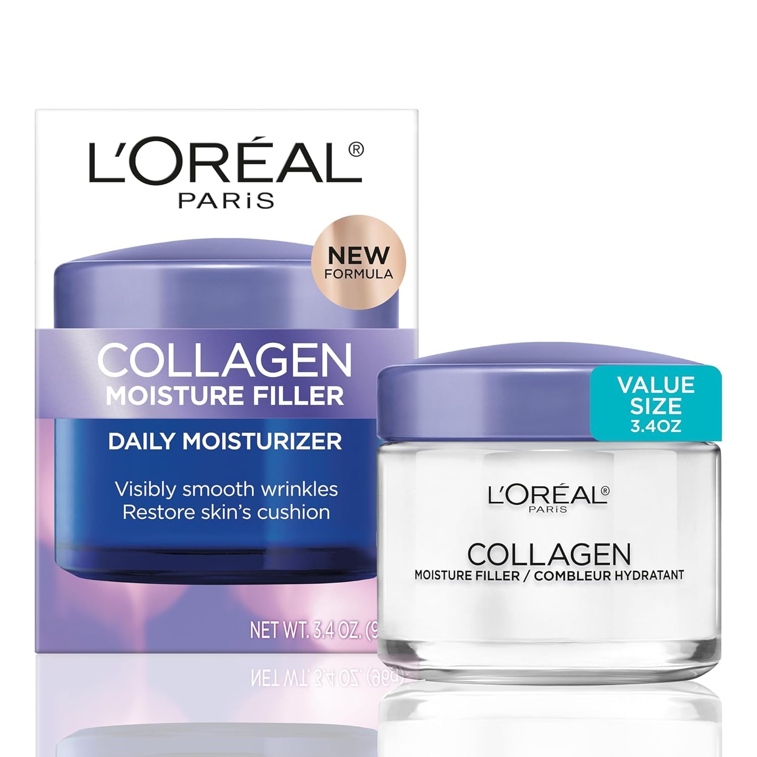 L'Oreal Paris Collagen Moisture Filler bottle showcasing hydrating formula for plump skin