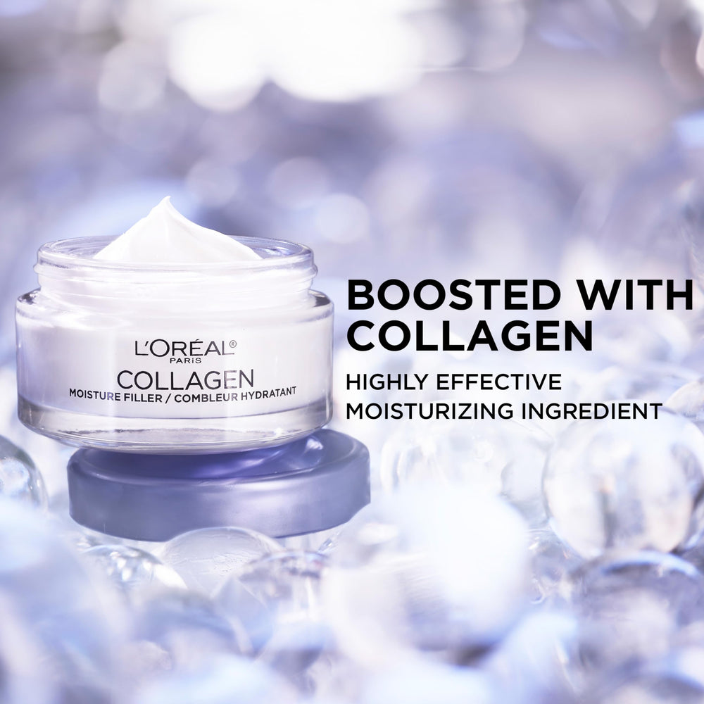 L'Oreal Paris Collagen Moisture Filler cream applied to the skin for cushiony feel